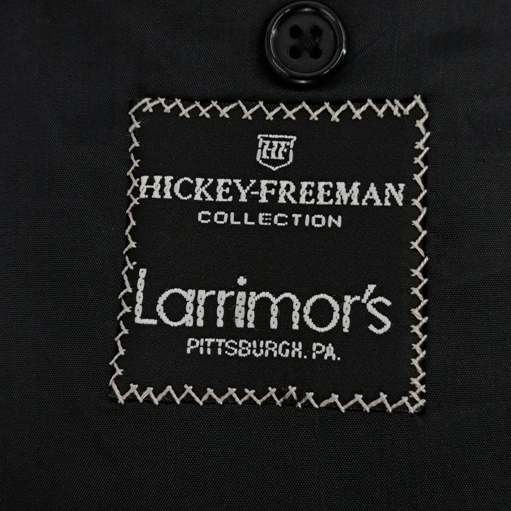 Hickey Freeman Boardroom Tuxedo Jacket Mens 46R Wool Black Solid Peak Lapel USA
